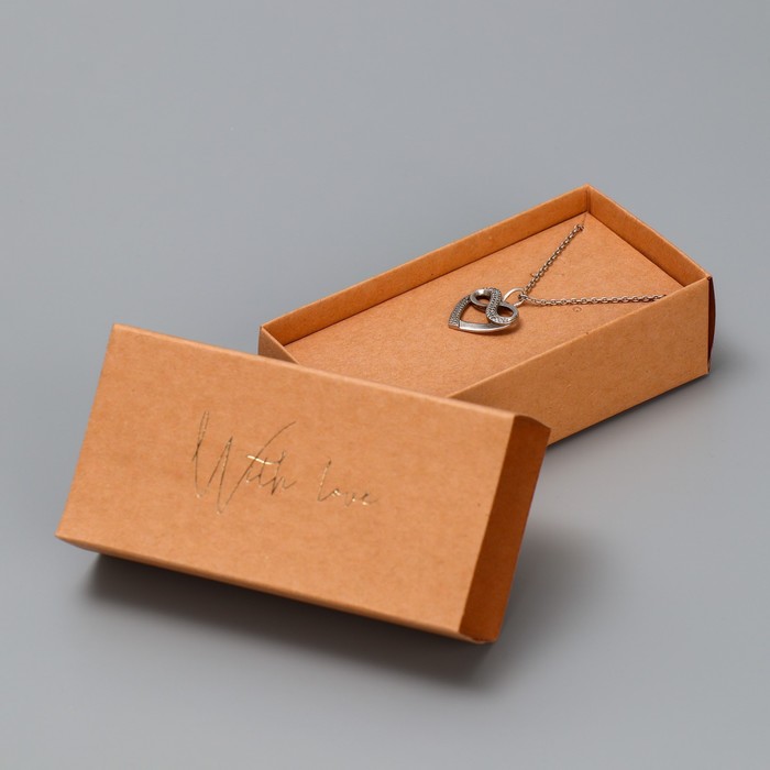 Коробка под бижутерию крафтовая «With love», 10 × 5 × 3 см