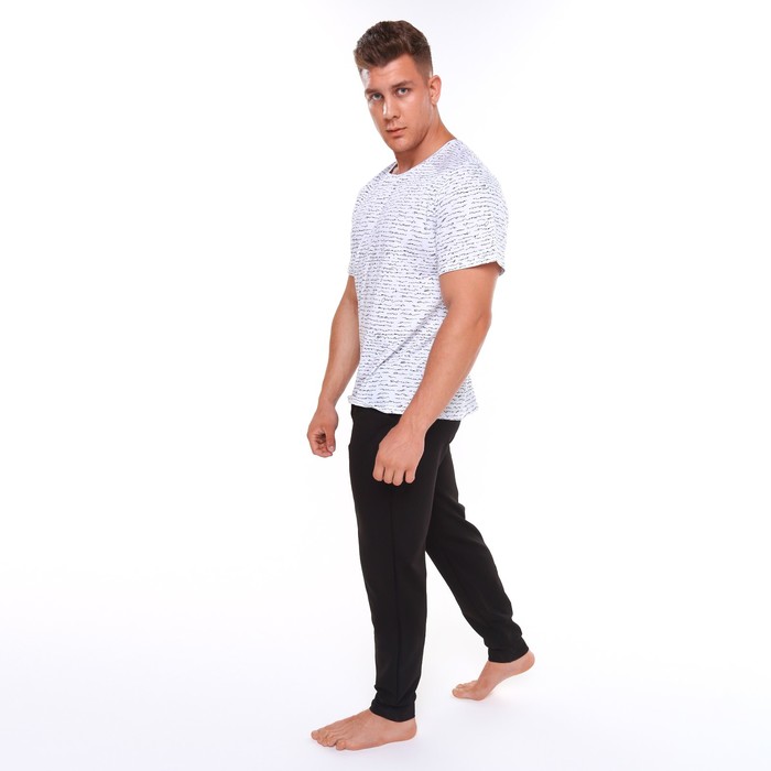 фото Комплект домашний мужской (футболка/брюки), цвет белый/чёрный, размер 56 modellini