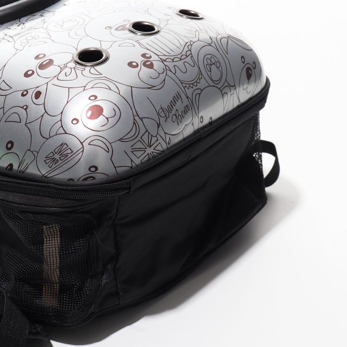 Рюкзак для переноски животных с окном для обзора "Медвежата" , 32 х 26 х 44 см, серый