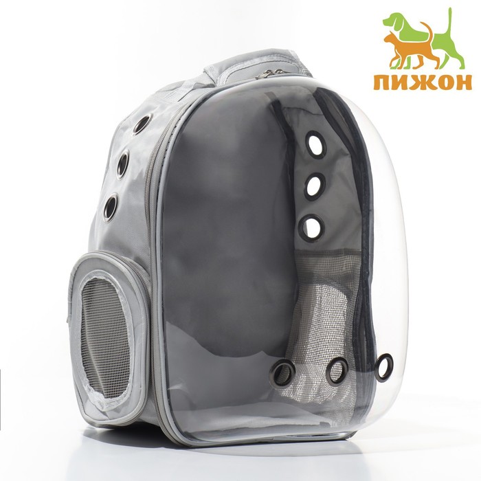 

Рюкзак для переноски животных, прозрачный, 33 х 25 х 41 см, серый