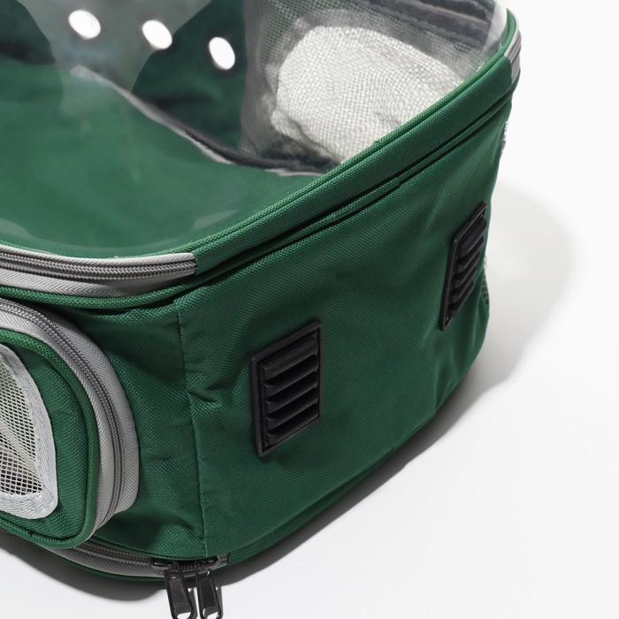 Прозрачный раскладывающийся рюкзак для животных, 33*28*42 см, зеленый