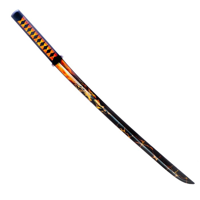 Сувенирное деревянное оружие "Катана драгон с огнем", 65см