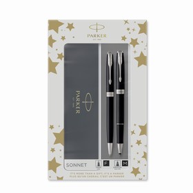 Набор Parker SONNET BLACK CT: ручка шарик 1.0 черн+ручка-роллер 1.0 черн, подар/уп 2093259