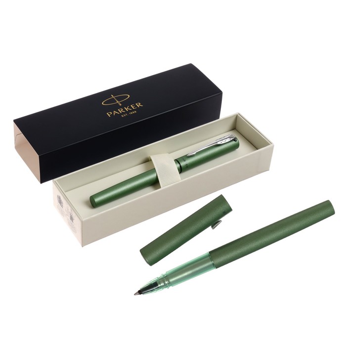 цена Ручка-роллер Parker VECTOR XL GREEN, тонкая 0.8мм, подар/уп 2159777