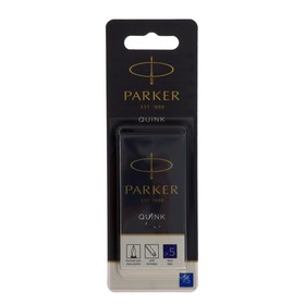 Картриджи для перьевой ручки, набор 5 штук, Parker Cartridge Quink, синие, блистер