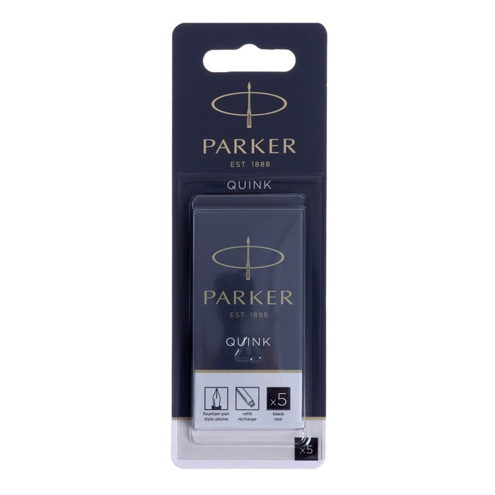 Набор картриджей 5шт д/перьевой ручки Parker Cartridge Quink, черные, блистер 1950402