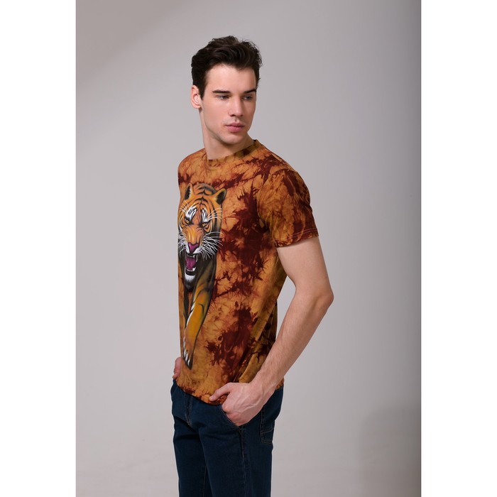 Футболка мужская Collorista 3D Tiger, размер S (44), цвет коричневый