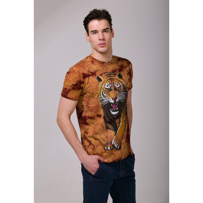 Футболка мужская Collorista 3D Tiger, размер S (44), цвет коричневый