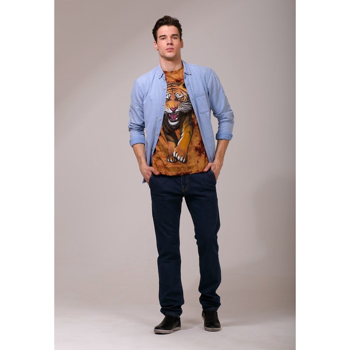 Футболка мужская Collorista 3D Tiger, размер S (44), цвет коричневый