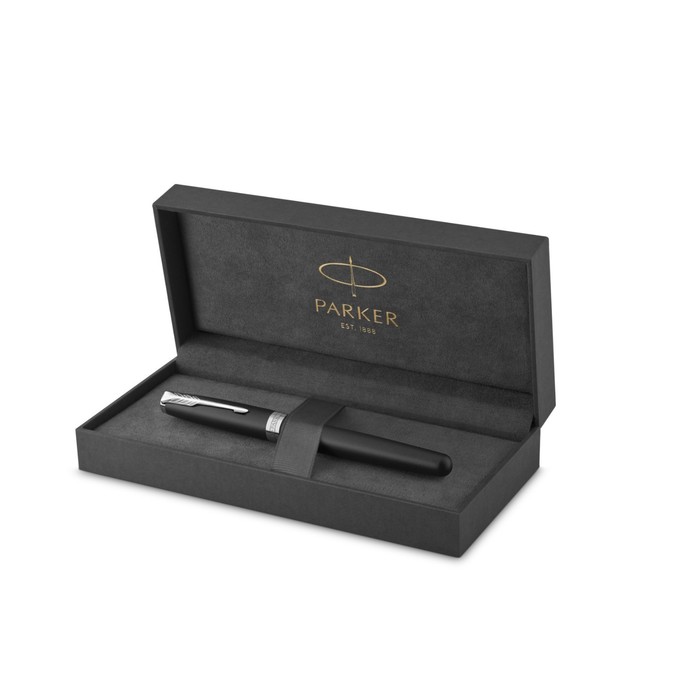 

Ручка-роллер Parker Sonnet Core Matte Black CT, черная, подар/уп 1931523