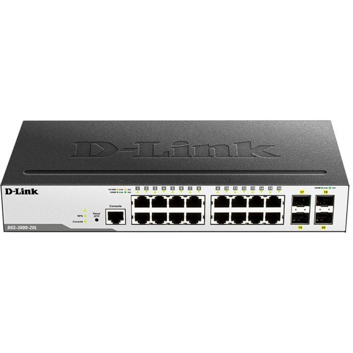 

Коммутатор D-Link DGS-3000-20L/B1A, управляемый, 16х10/100/1000BASE-T