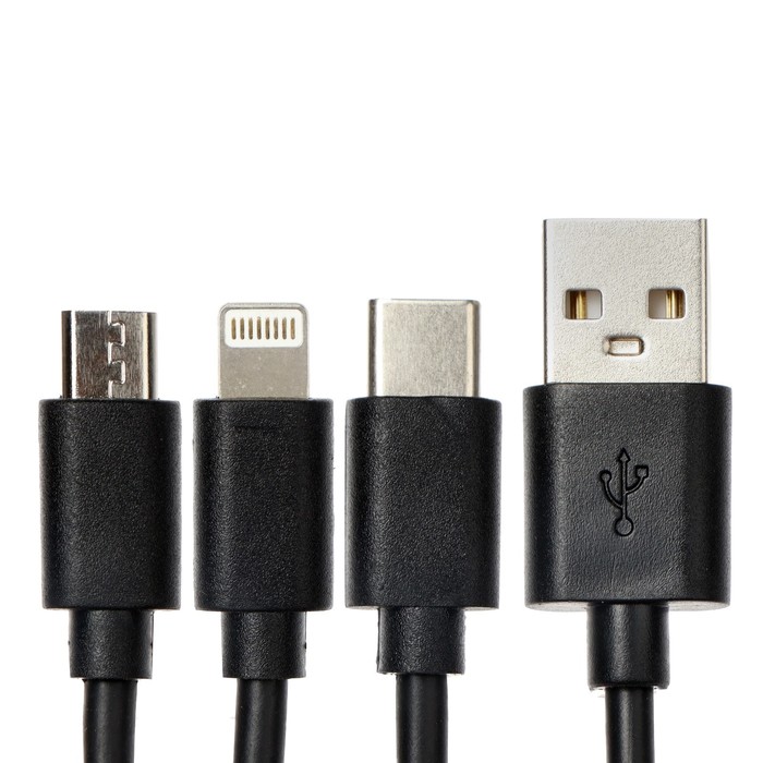 фото Кабель 3 в 1 exployd ex-k-646, usb - microusb/lightning/type-c, 2.1 а, 1.2м, силикон, черный