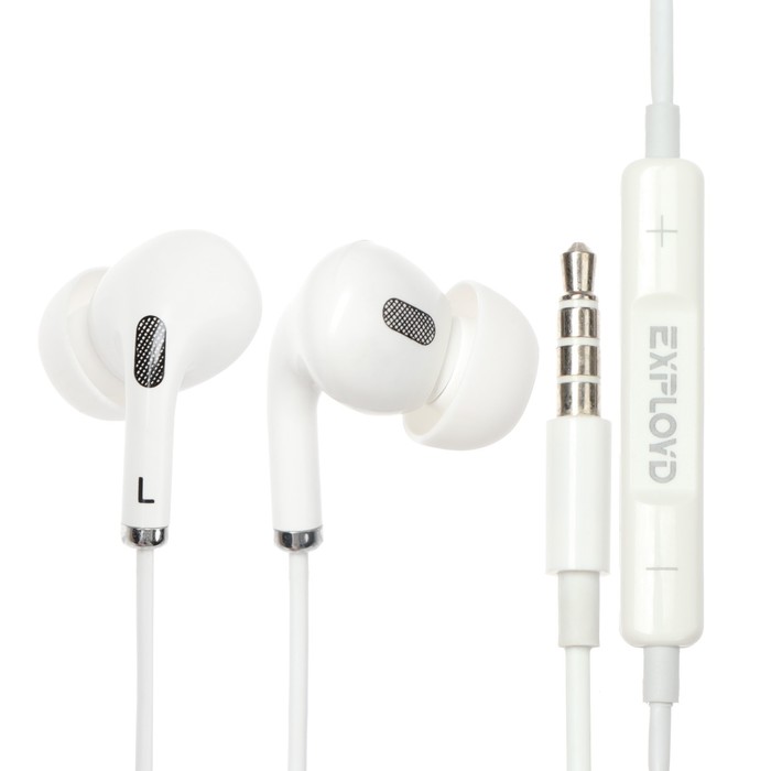 Наушники Exployd EX-HP-1161 вакуумные микрофон 35 мм 12 м белые 14500₽