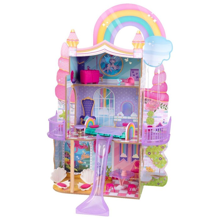 Деревянный кукольный домик «Радужные Мечты», с мебелью, 15 предметов