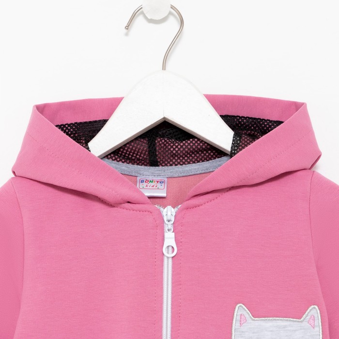 фото Комбинезон для девочки, цвет розовый/кошечка, рост 86 см bonito