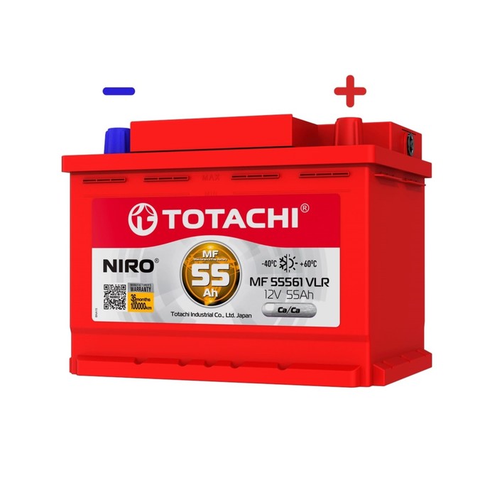 Аккумуляторная батарея Totachi NIRO MF 55561 VLR, 55 Ач, обратная полярность аккумуляторная батарея totachi niro mf 56066 vlr 60 ач обратная полярность