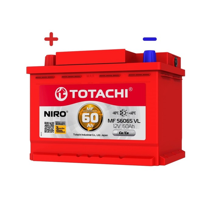 Аккумуляторная батарея Totachi NIRO MF 56065 VL, 60 Ач, прямая полярность аккумуляторная батарея totachi niro mf 55561 vlr 55 ач обратная полярность