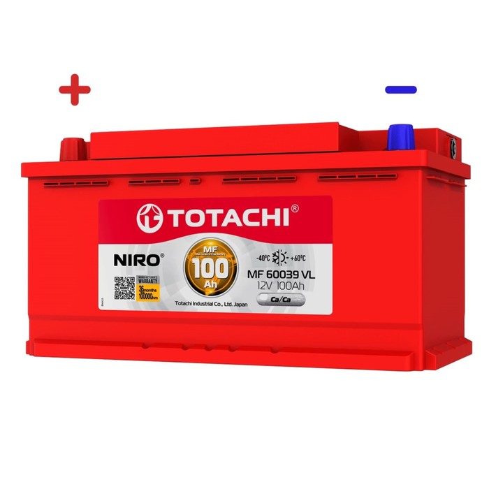 Аккумуляторная батарея Totachi NIRO MF 60039 VL, 100 Ач, прямая полярность аккумуляторная батарея totachi niro mf 57515 vl 75 ач прямая полярность