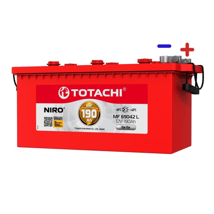 Аккумуляторная батарея Totachi NIRO MF 69042 L, 190 Ач, прямая полярность аккумуляторная батарея totachi niro mf 55561 vlr 55 ач обратная полярность