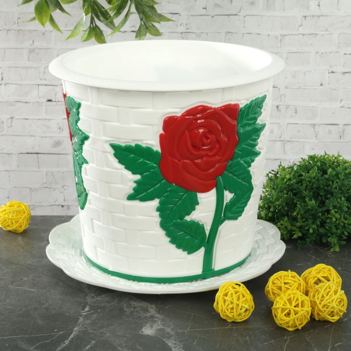 Кашпо с поддоном 3 л "Анжелика", цвет белый