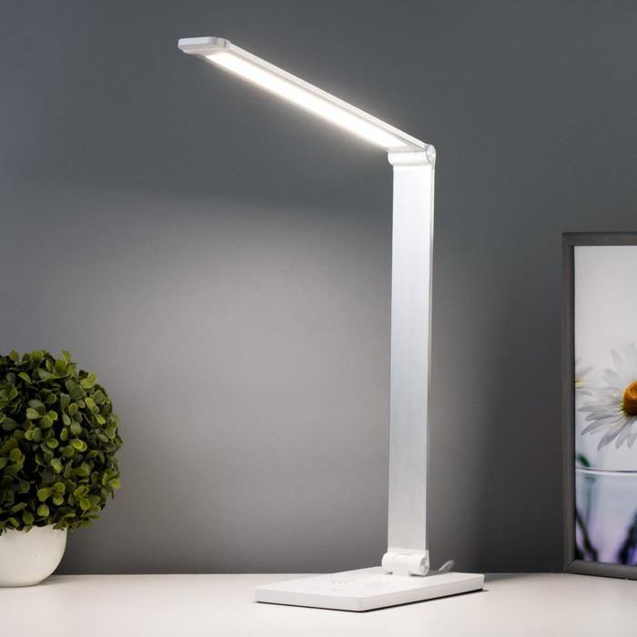 

Настольная лампа с беспроводной зарядкой "Алти" LED 7+5Вт USB бело-серебряный 12х19х72,5 см 908123