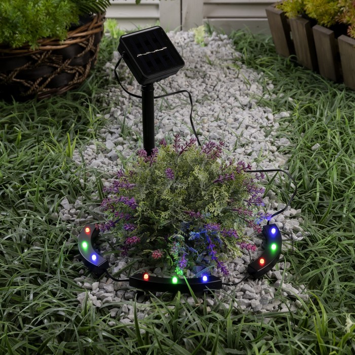 фото Садовый светильник на солнечной батарее «обруч», 9 led, свечение мульти luazon lighting