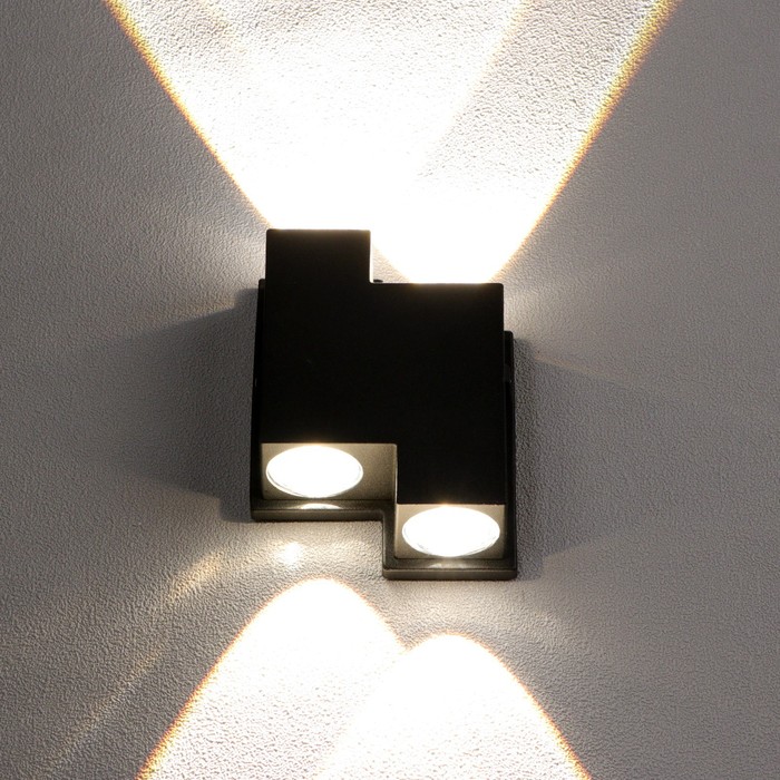 Светильник фасадный «Луч», FSD-010, 4 Вт, 3000К, 2 луча, IP65, 220 В, металл, черный