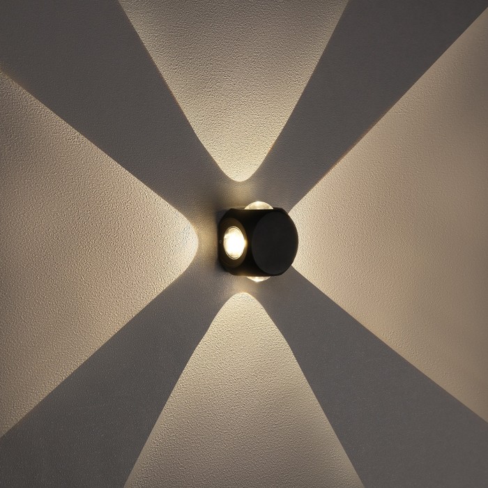 Светильник фасадный «Кубик», FSD-014, 4 Вт, 3000К, 2 луча, IP65, 220 В, металл, черный