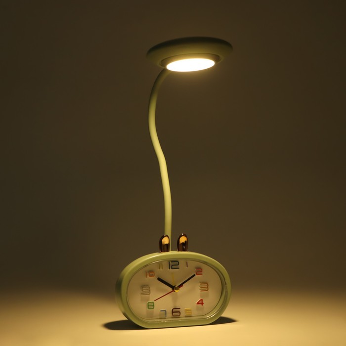 Часы-светильник "Элеанор", с будильником, подсветкой, 800 мАч, 3 режима, дискретный ход, USB   91952