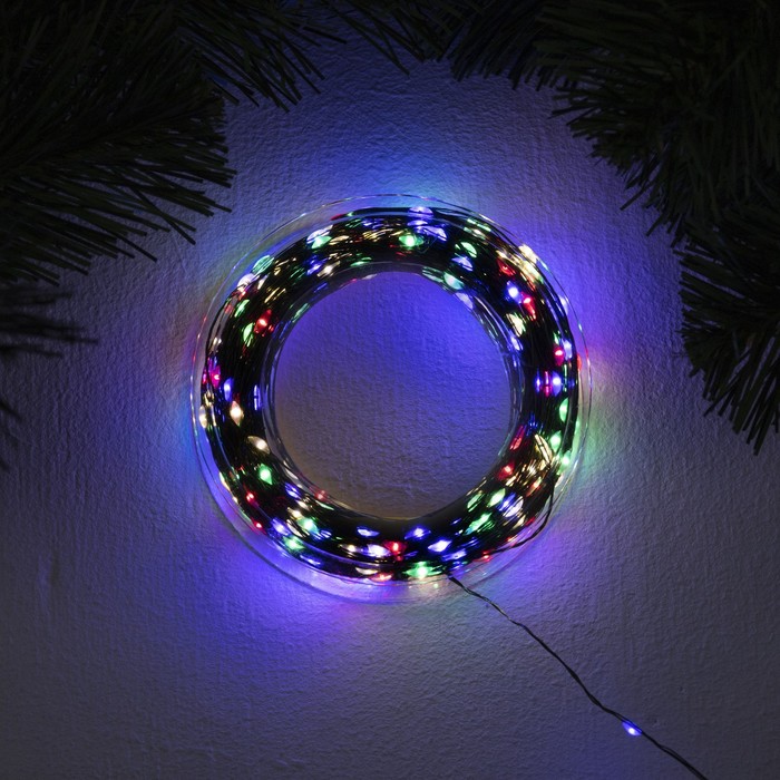 

Гирлянда «Нить» 50 м роса, IP44, зелёная нить, 500 LED, свечение мульти, 8 режимов, 31 В