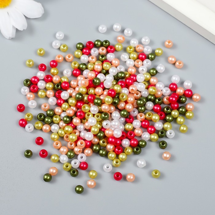 

Бусины для творчества пластик "Новогодние цвета" набор 20 гр d=0,5 см