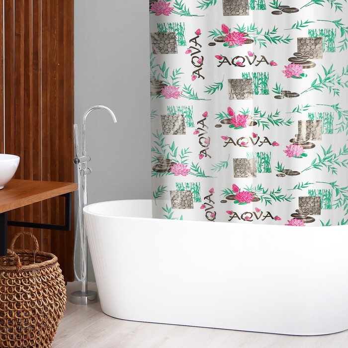Штора для ванной «Аква», 180×180 см, цвет белый штора для ванной fresh code нежность цвет белый с принтом 180×180 см
