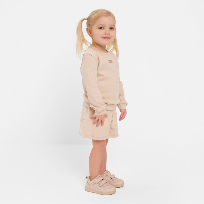 Костюм детский (свитшот, шорты) MINAKU, цвет бежевый, рост 92-98 см