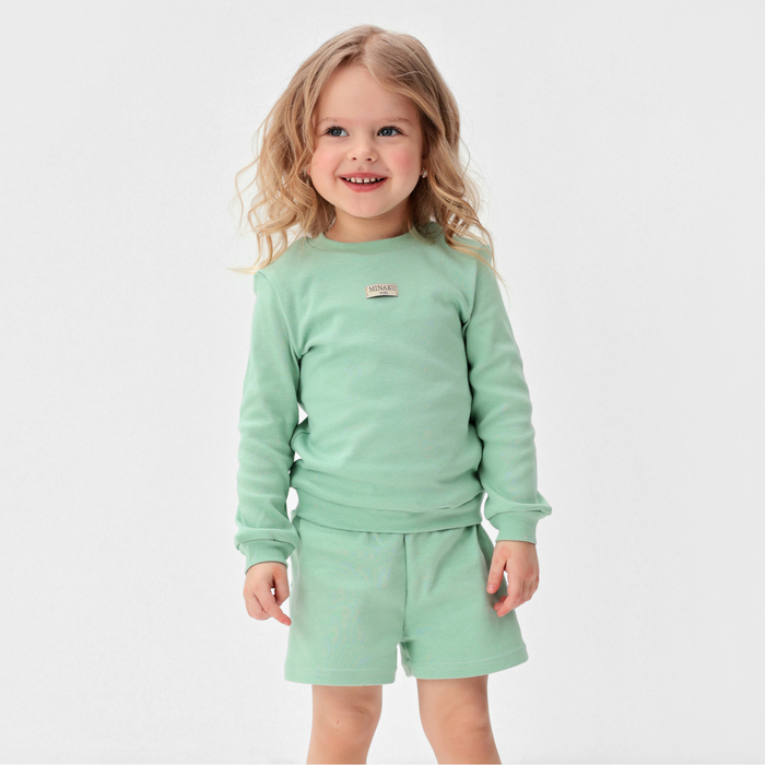 Костюм детский (свитшот, шорты) MINAKU, цвет зелёный, рост 86-92 см костюм детский свитшот шорты minaku цвет зелёный рост 116 см
