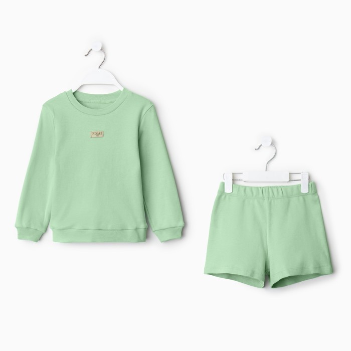 Костюм детский (свитшот, шорты) MINAKU, цвет зелёный, рост 104 см