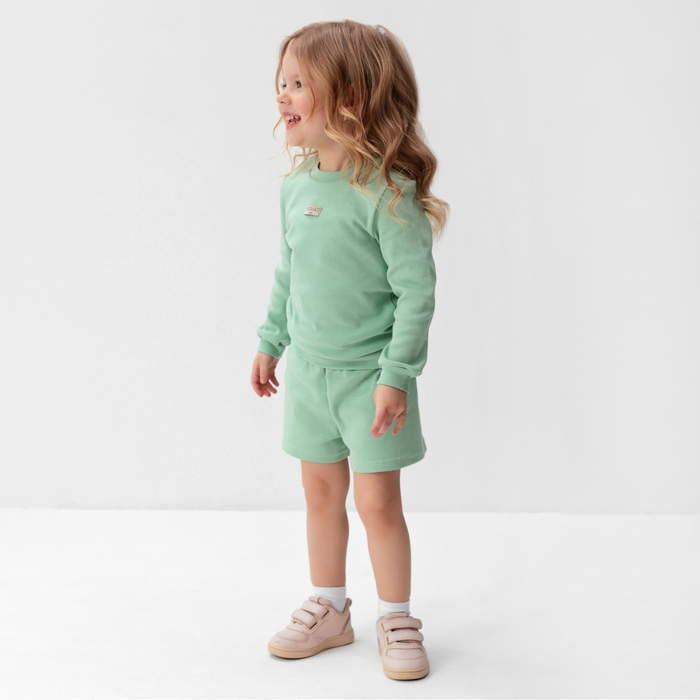 Костюм детский (свитшот, шорты) MINAKU, цвет зелёный, рост 110 см