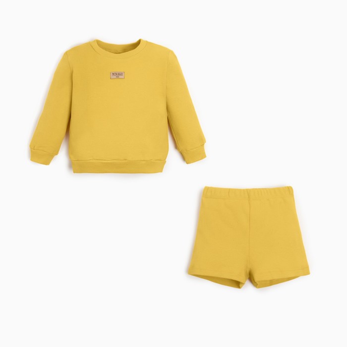 Костюм детский (свитшот, шорты) MINAKU, цвет жёлтый, рост 80-86 см костюм детский свитшот шорты minaku цвет жёлтый рост 116 см