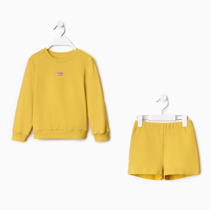 Костюм детский (свитшот, шорты) MINAKU, цвет жёлтый, рост 110 см