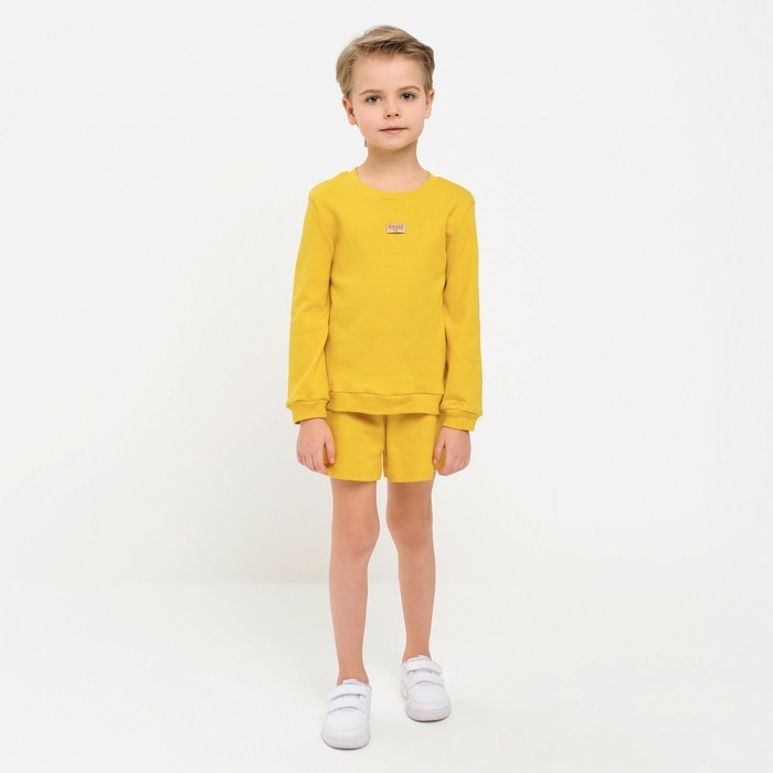 Костюм детский (свитшот, шорты) MINAKU, цвет жёлтый, рост 116 см костюм детский свитшот шорты minaku цвет бежевый рост 116 см