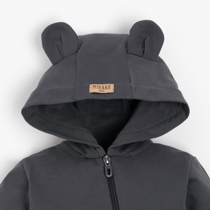 фото Комбинезон детский minaku, цвет графитовый, рост 62-68 см