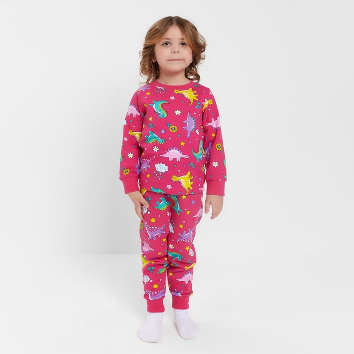 Пижама для девочки НАЧЁС, цвет фуксия/динозавры, рост 104 см
