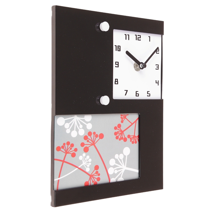 Часы настенные "Гроздья", чёрные, циферблат белый + фоторамка 9 × 14 см + магнитная доска для записок