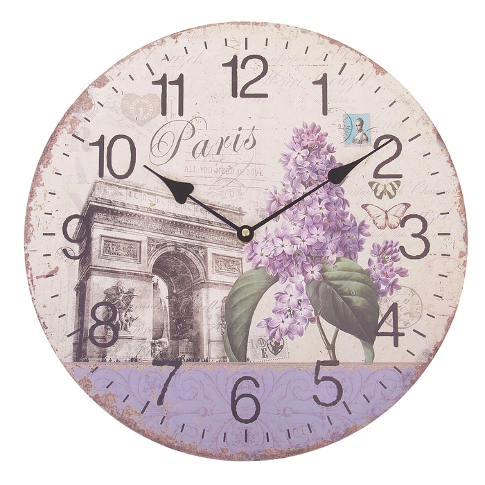 Часы настенные интерьерные "Триумфальная арка и сирень"