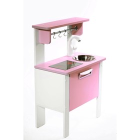 Игровая мебель "Детская кухня SITSTEP Элегантс" с имитацией плиты (наклейкой) розовые фасады