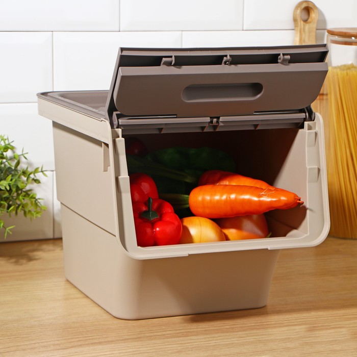 фото Ящик для овощей «смарт», 12 л, 26×34×24 см, цвет латте idea
