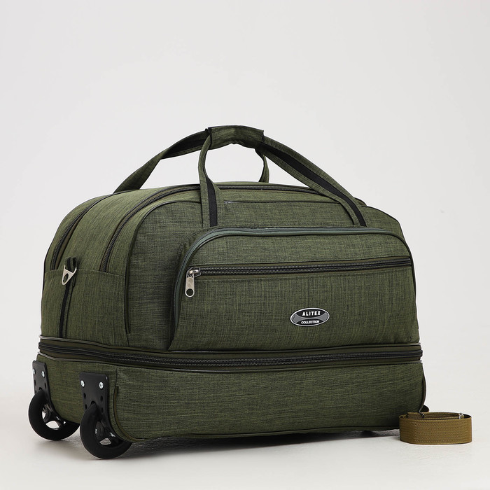 

Сумка дорожная на колёсах, отдел на молнии, с увеличением, наружный карман, цвет хаки