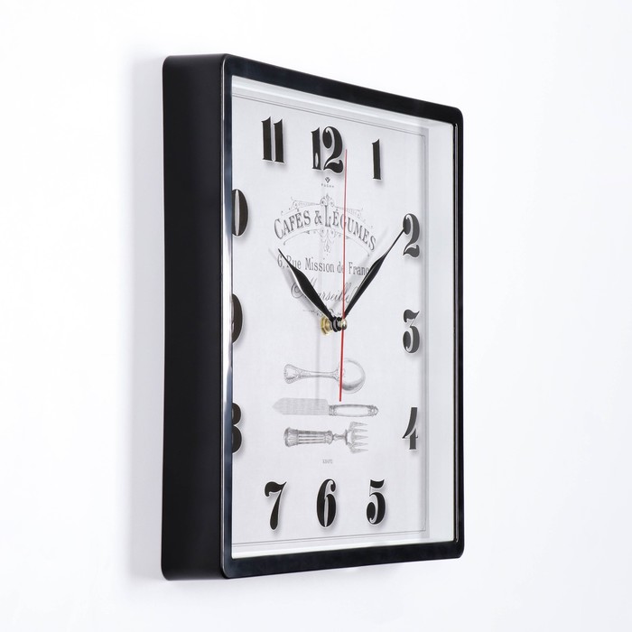 фото Часы настенные, интерьерные: кухня, "кафе в марселе", 30 х 30 см рубин