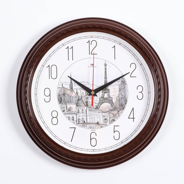 Часы настенные, серия: Интерьер, "Эскиз Парижа", d-28.5 см