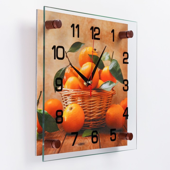 фото Часы настенные: кухня, "мандарины", 25 х 25 см рубин