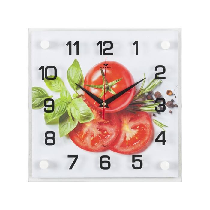 Часы-картина настенные, серия: Кухня, Томаты с базиликом, 25 х 25 см томаты протертые mutti с базиликом 700 г